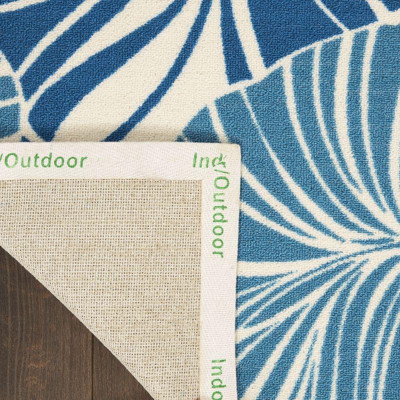 Floral Blue Outdoor Area Rug