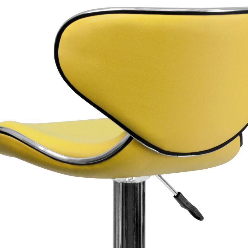 Flash Furniture Contemporary Cozy Mid-Back Yellow Vinyl Adjustable Height Barstool with Chrome Base