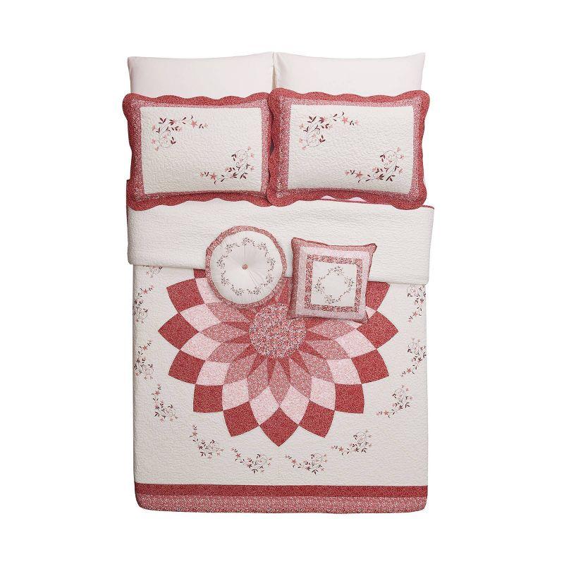 Caroline Round Embroidered Decorative Pillow Red - Modern Heirloom