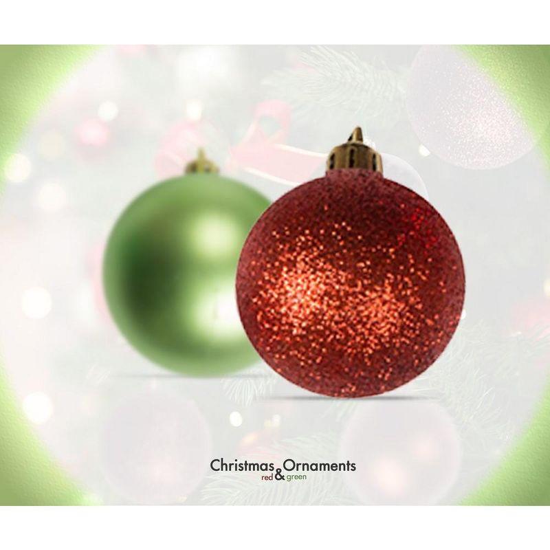 R N' Ds Shatterproof Christmas Ball Ornament - Red and Green - 100 Pack