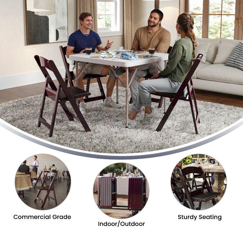 Flash Furniture Hercules Folding Chair - Red Mahogany Resin - 4 Pack 800LB Weight Capacity Comfortable Event Chair - Light Weight Folding Chair