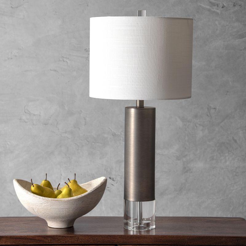 Warwick Contemporary 28" Gray Metal Table Lamp with Linen Shade