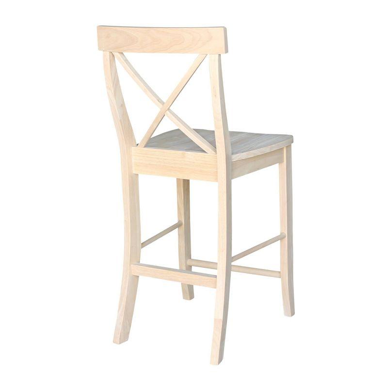 24" X Back Counter Height Barstool Unfinished - International Concepts: Hardwood Frame, Square Seat