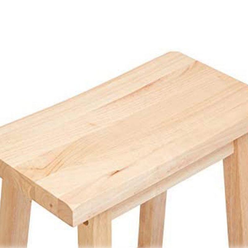 PJ Wood Classic Saddle-Seat 29" Tall Kitchen Counter Stool for Homes, Dining Spaces, and Bars w/ Backless Seat, 4 Square Legs, Natural (2 Pack)