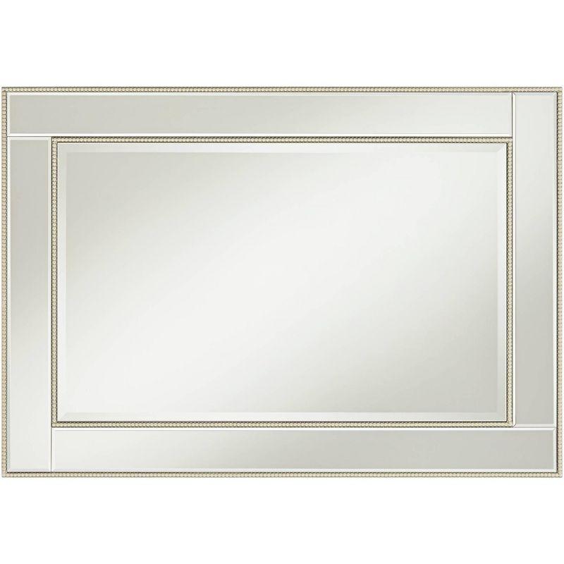 Noble Park Rectangular Vanity Decorative Wall Mirror Modern Beveled Edge Champagne Beaded Frame 27" Wide for Bathroom Bedroom Living Room Home Office