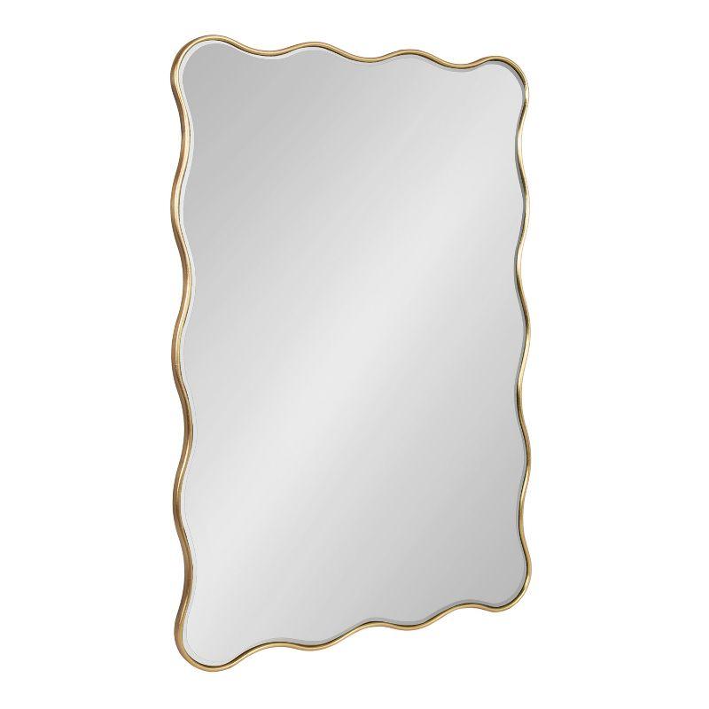 Kate & Laurel All Things Decor 24"x36" Viona Rectangle Scalloped Mirror Gold: Elegant Wavy Design, No Assembly Required