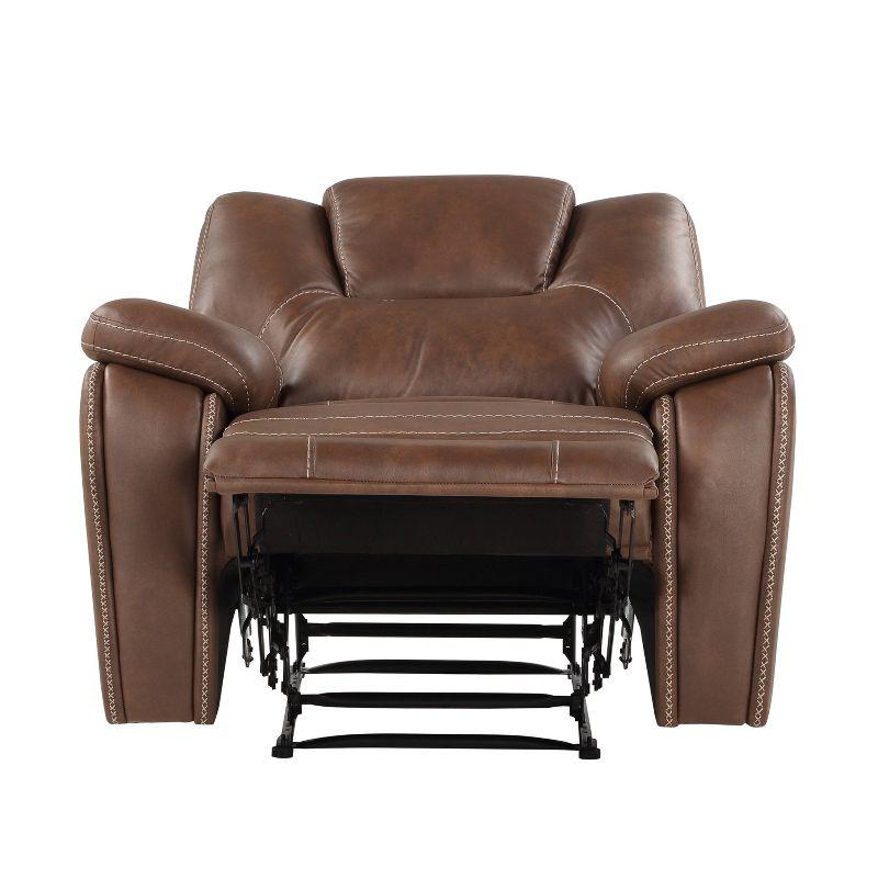 Luxurious Chestnut Brown Faux Leather Manual Recliner