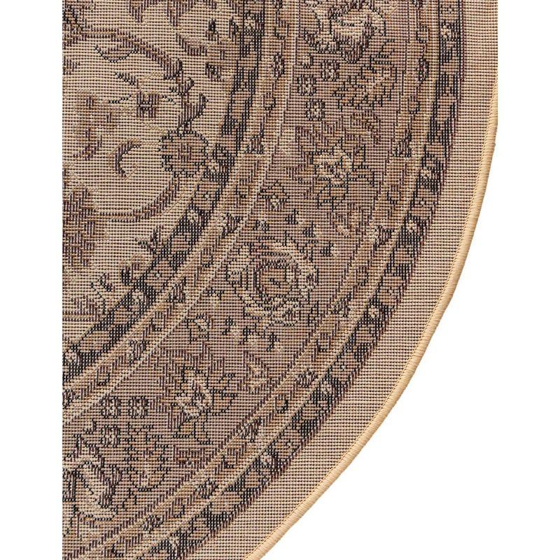 Ivory Tan Oval Transitional Easy-Care Area Rug