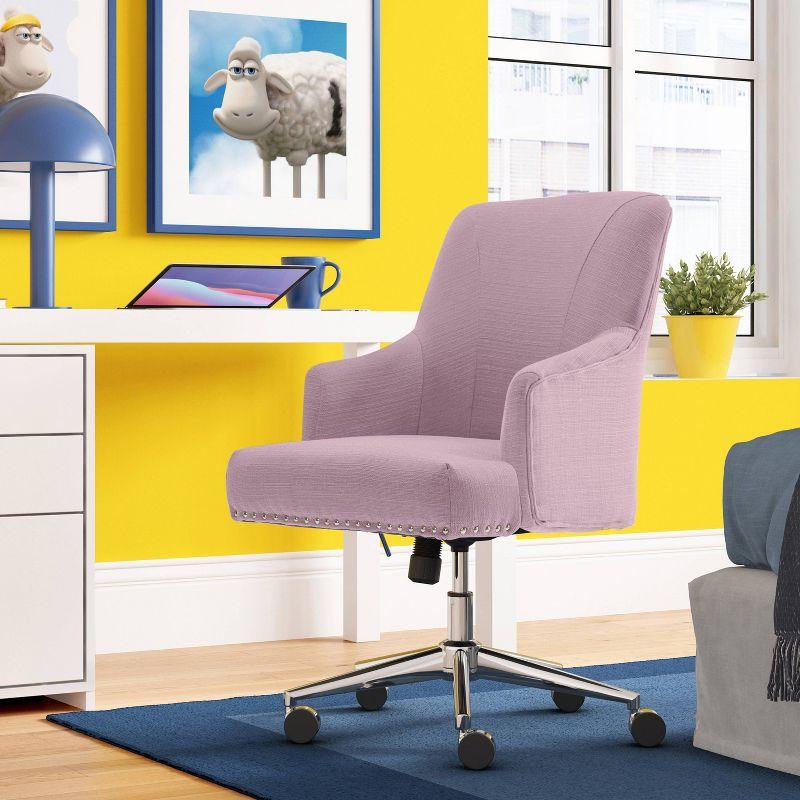 Serta Style Leighton Home Office Chair Fresh Lilac : Upholstered, Adjustable, with Fixed Arms & Wood Frame
