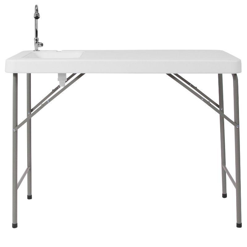 Emma and Oliver 4-Foot Portable Fish Cleaning Table / Outdoor Camping Table and Sink