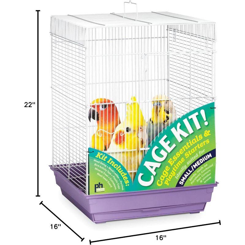 Prevue Purple and White Square Roof Bird Cage Kit