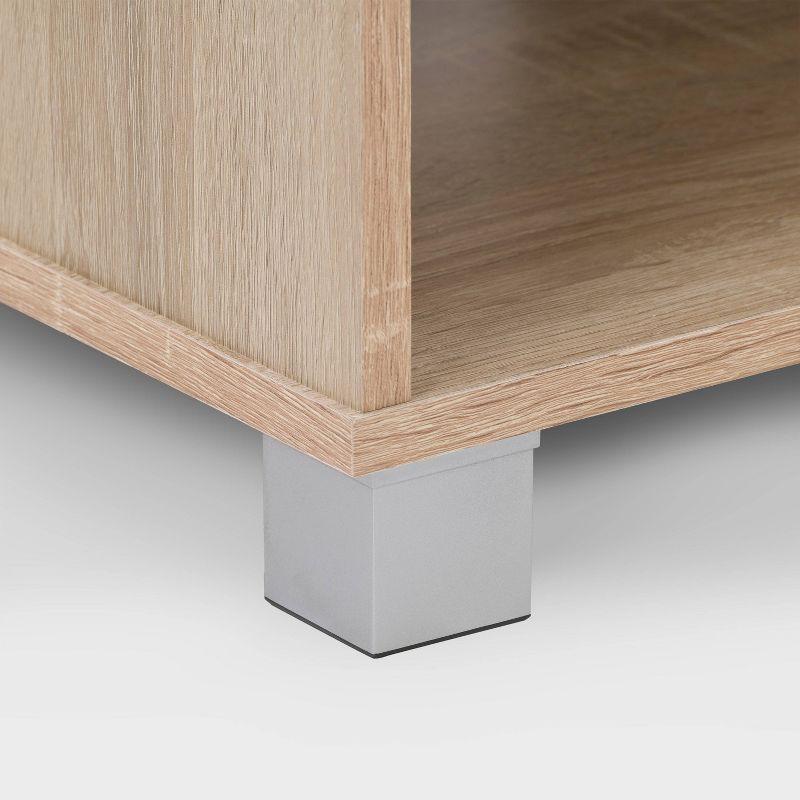 CorLiving Hollywood TV Stand for TVs up to 85" Wood Grain Brown: Modern Entertainment Center with Open Shelves