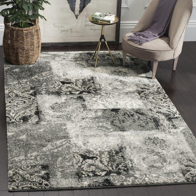 4' x 6' Gray Abstract Shag Synthetic Reversible Rug