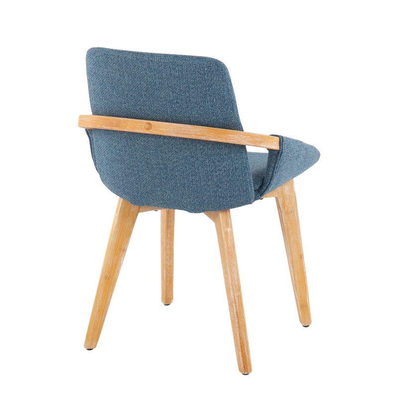 Cosmo Blue Fabric and Natural Wood Mid-Century Arm Chair