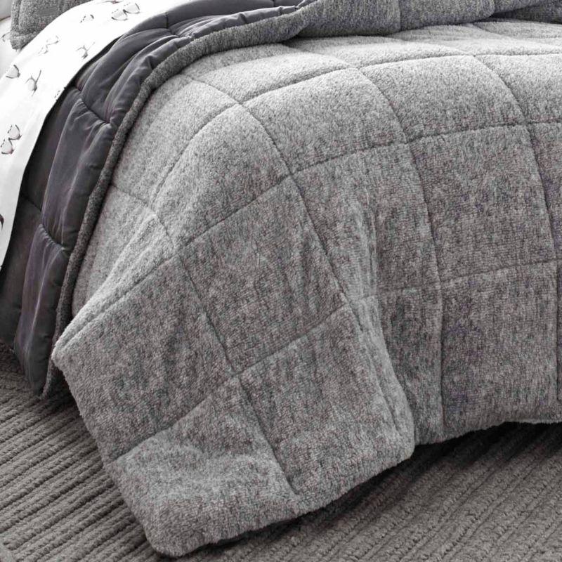 Full Gray Reversible Cotton Down Alternative Comforter Set