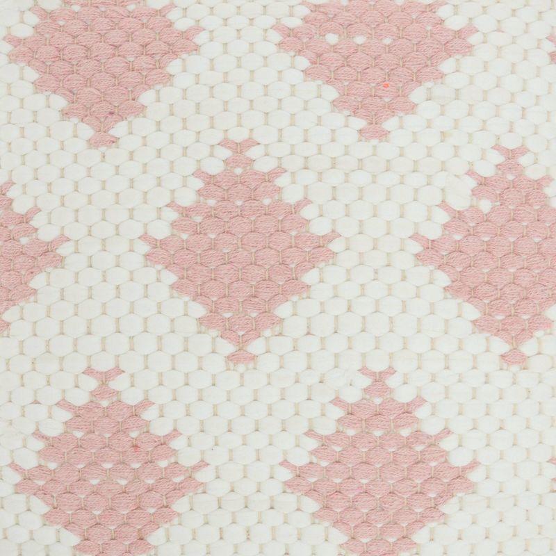 Blush Pink Ivory Woven Diamonds 20" Square Cotton Throw Pillow