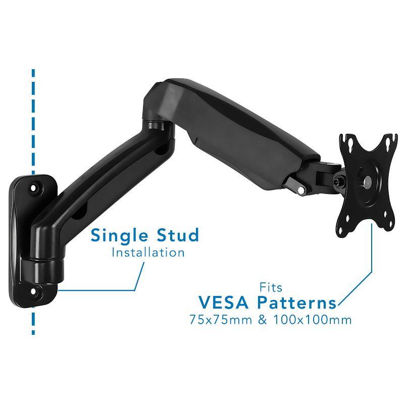 Mount-It! Wall Mount Monitor Arm, Full Motion Gas Spring Arm Fits 13 - 32 Inch Screens with 75 or 100 VESA Patterns, Camper RV Compatible