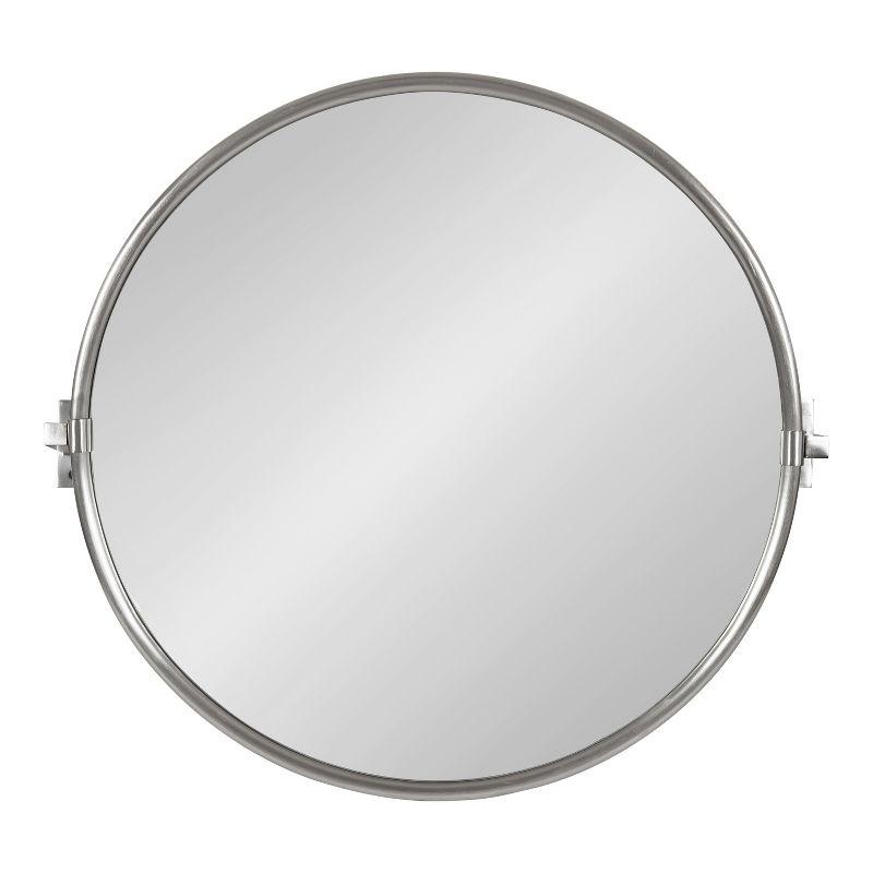 Elegant Silver Round Pivot Wall Mirror, 26x24 Inch