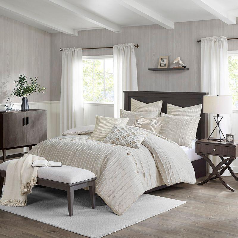 Madison Park Signature Madison Park Signature Essence Oversized Cotton Clipped Jacquard Comforter Set