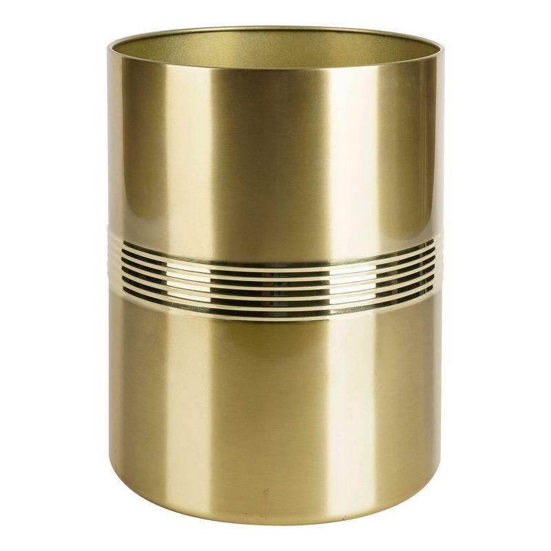 Gold Stainless Steel Decorative Bathroom Wastebasket, 7.75" x 10"