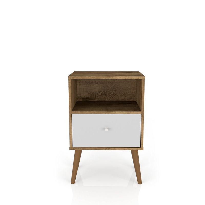 Liberty 1.0 Mid Century Modern Nightstand Rustic Brown/White - Manhattan Comfort