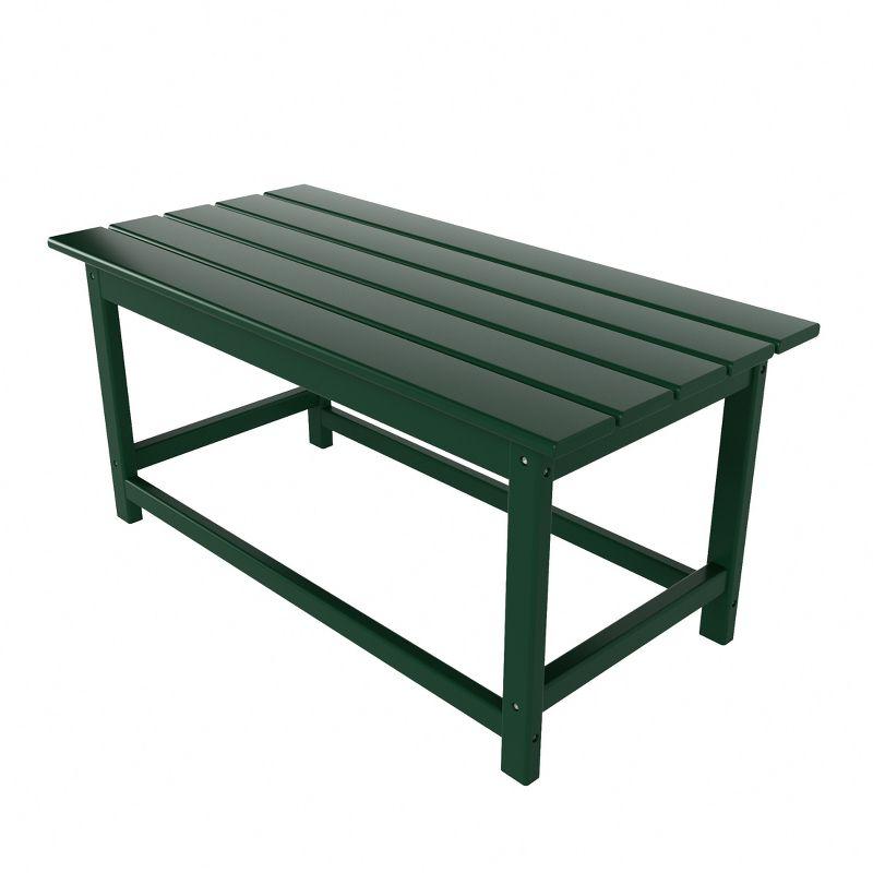 Malibu Dark Green HDPE Rectangular Outdoor Coffee Table