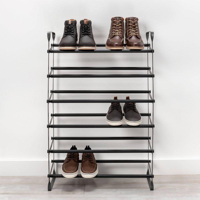 Black Metal Expandable Shoe Shelf with Six Tiers