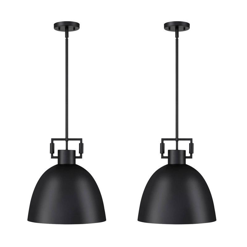 Nathan James (Set of 2) Leigh Brass Dome Shade Pendant Ceiling Lights Matte Black