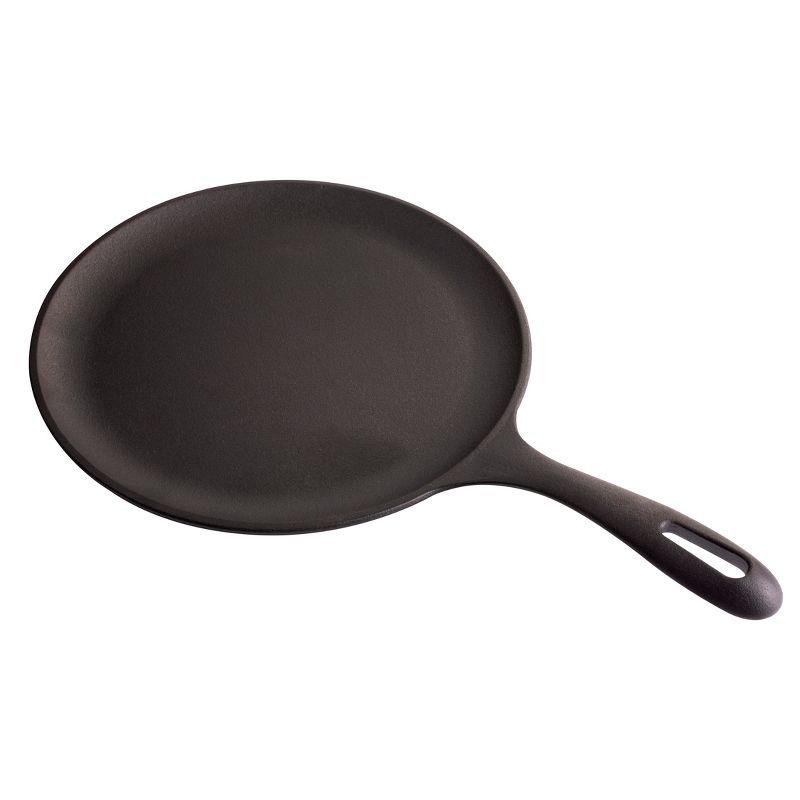 Victoria Preseasoned Cast Iron 10.5" Griddle Pan with a Long Handle