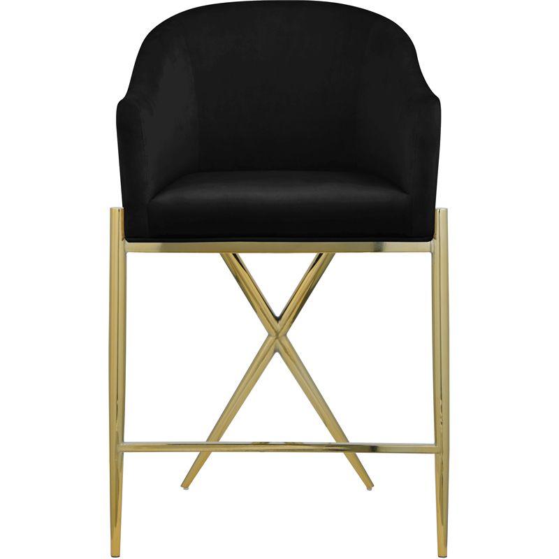 Meridian Furniture Xavier Black Velvet Counter Stool with Gold Metal Legs