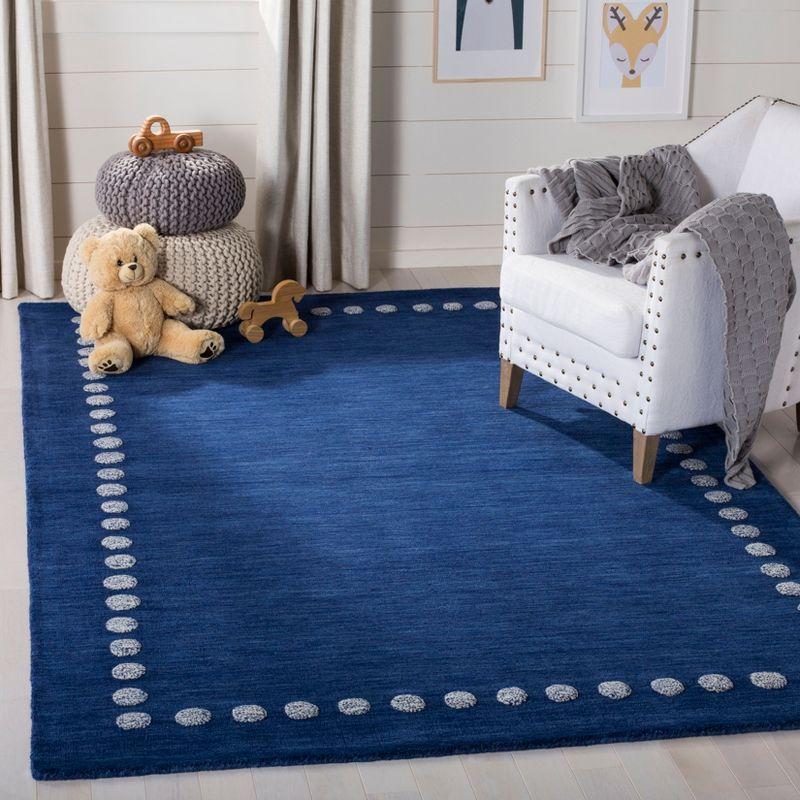 Playful Navy Hand-Tufted Wool Kids Rug 5' x 8'