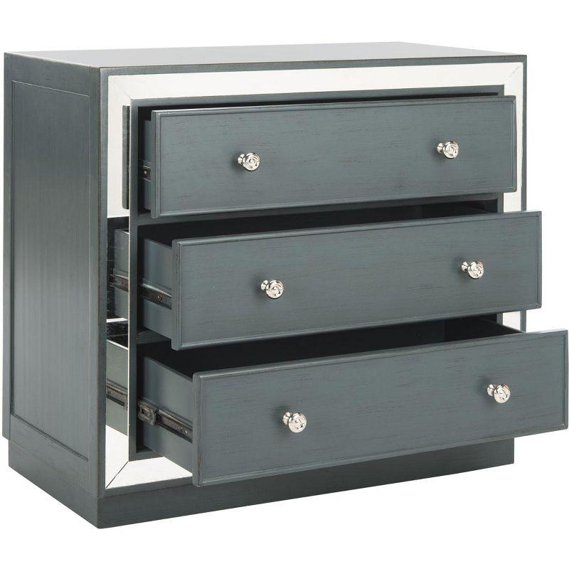 Steel Teal 3-Drawer Chest with Mirror Finish