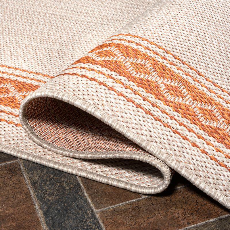3' x 5' Lucia Classic Diamond Border Indoor/Outdoor Area Rug, Cream/Orange - JONATHAN Y