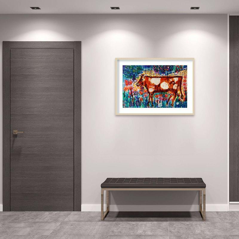 41" x 30" Cow by Brenda Brin Booker Wood Framed Wall Art Print - Amanti Art: Giclee, Botanical Scene