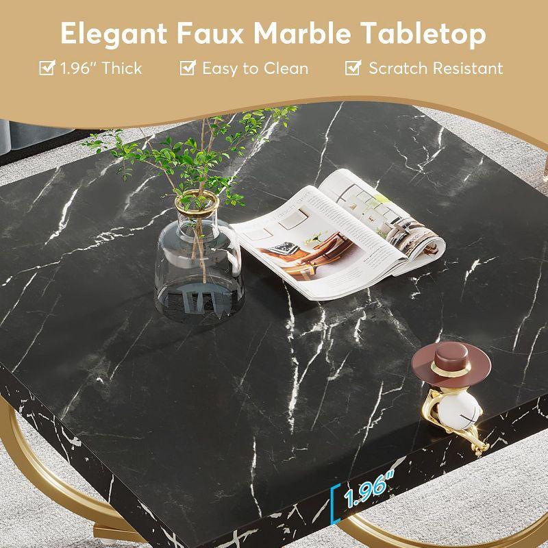 Tribesigns Square Coffee Table, 31.5" Modern Cocktail Table with Geometric Frame, Faux Marble Center Table Tea Table for living room