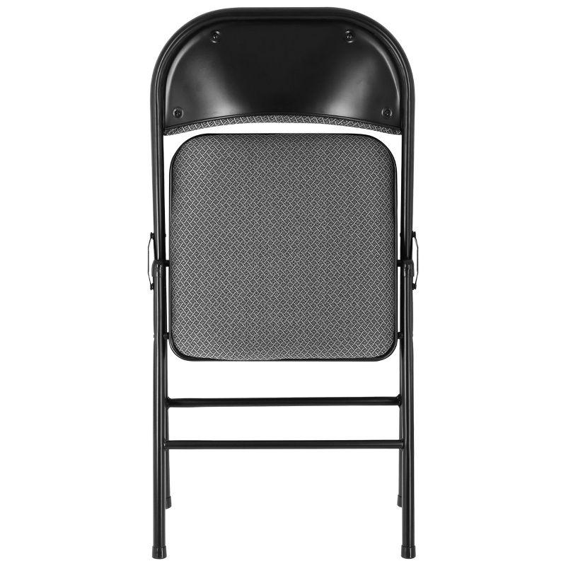 Elama 4 Piece Metal Folding Chair with Padded Seats in Dark Blue