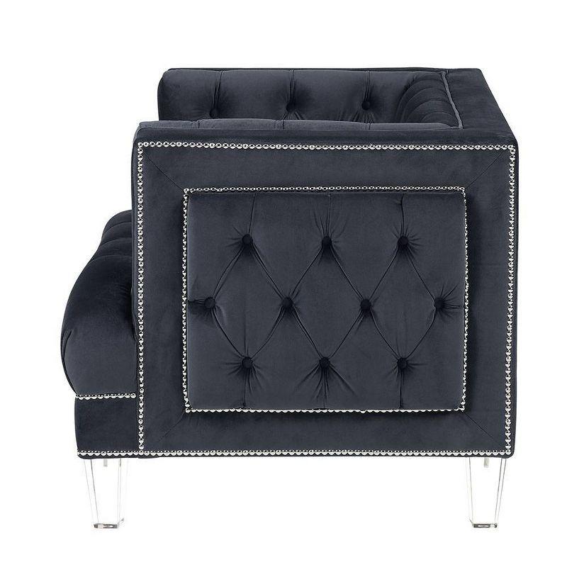 64" Ansario Sofa Charcoal Velvet - Acme Furniture: Acrylic Legs, Includes 2 Accent Pillows