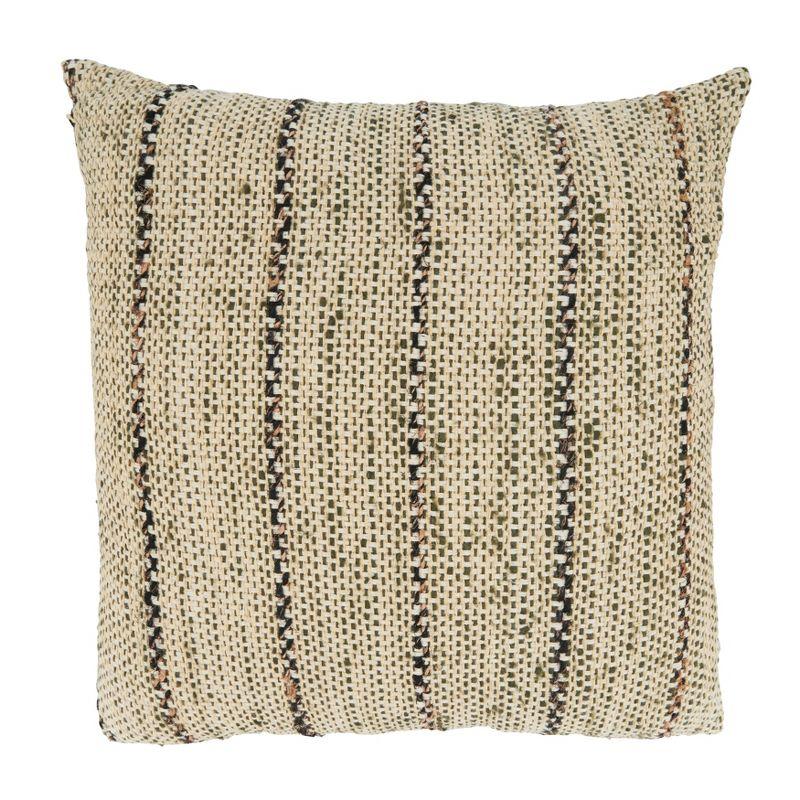 Natural Cotton and Polyester Striped Throw Pillow Cover