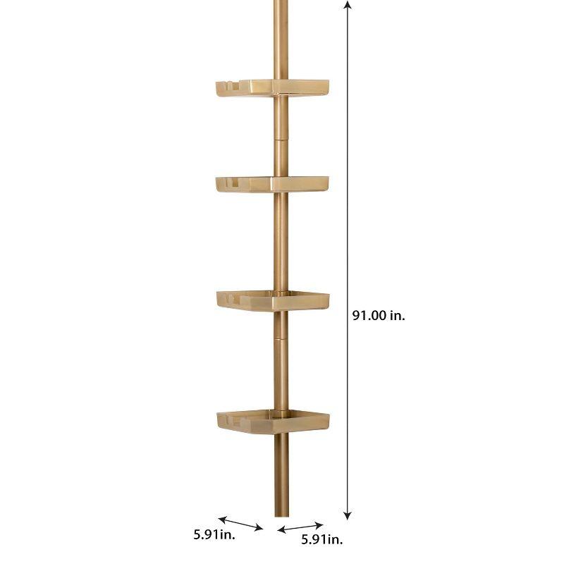 4 Tier Tension Corner Shower Caddy White/Gold - Bath Bliss