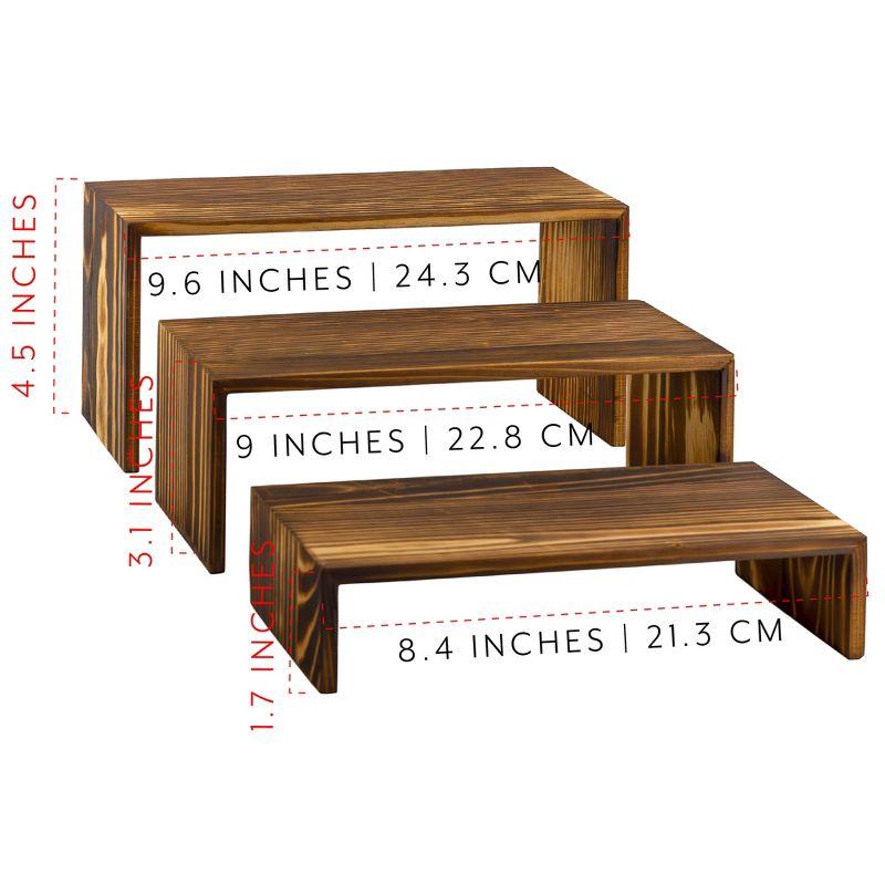 Darware Farmhouse Rectangular Wooden Risers (6pc Set); Rustic Decorative Display Stands