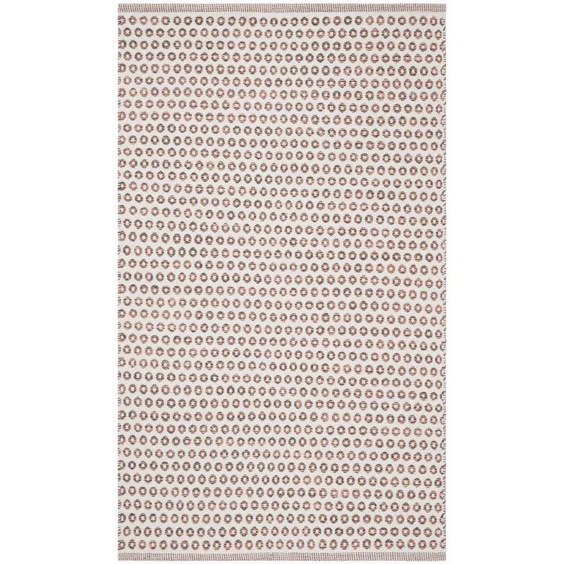 Charcoal and Peach Flat Woven Wool Cotton Area Rug