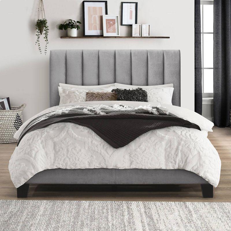 Crestone Full Gray Velvet Tufted Upholstered Platform Bed