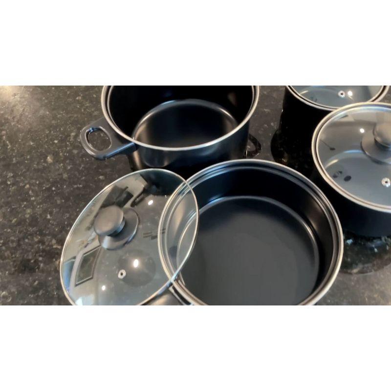 Sleek 7-Piece Black Carbon Steel Non-Stick Cookware Set