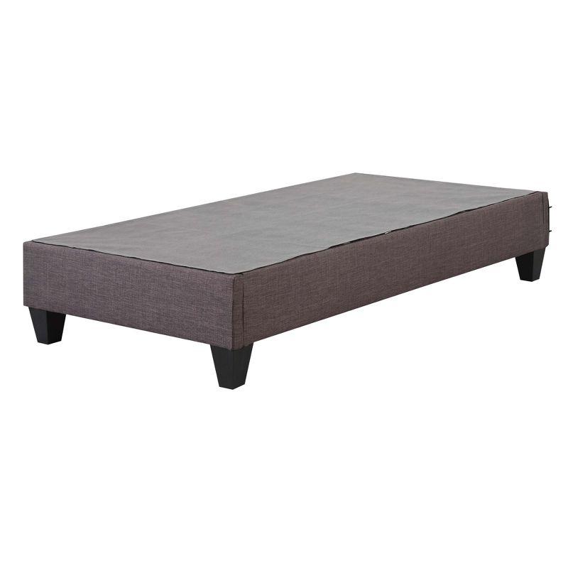 Gray Twin Upholstered Platform Bed with Pine Frame