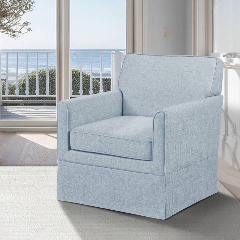 Light Blue Barrel Accent Chair with Microfiber Upholstery