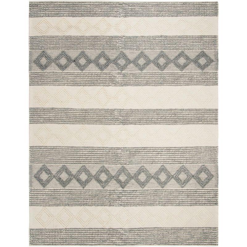 Union Rustic Jacques Hand Woven Wool/Cotton Southwestern Rug in Ivory/Gray
