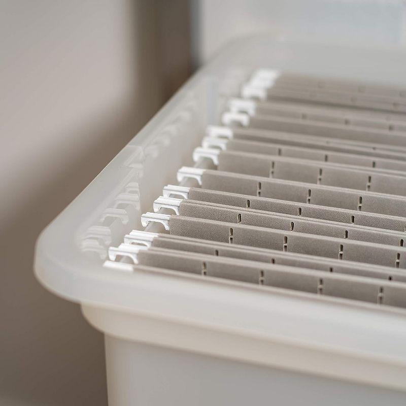 IRIS USA 35 Qt. 4Pack File Box File Organizer Plastic File Box for Letter/Legal File, BPA-Free Plastic Storage Bin Tote Organizer with Durable, Pearl