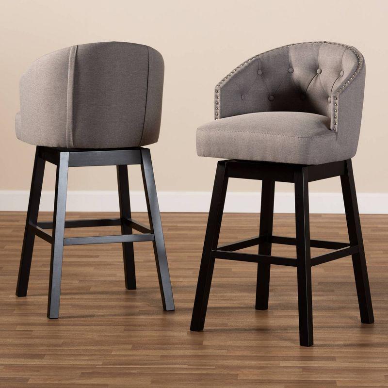 Set of 2 Theron Swivel Barstools Gray - Baxton Studio