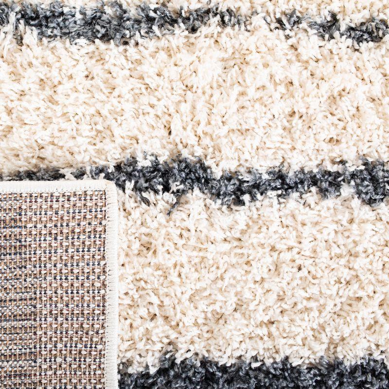 Venus Shag VNS603 Power Loomed Area Rug - Ivory/Dark Grey - 6'7"x6'7" - Safavieh.