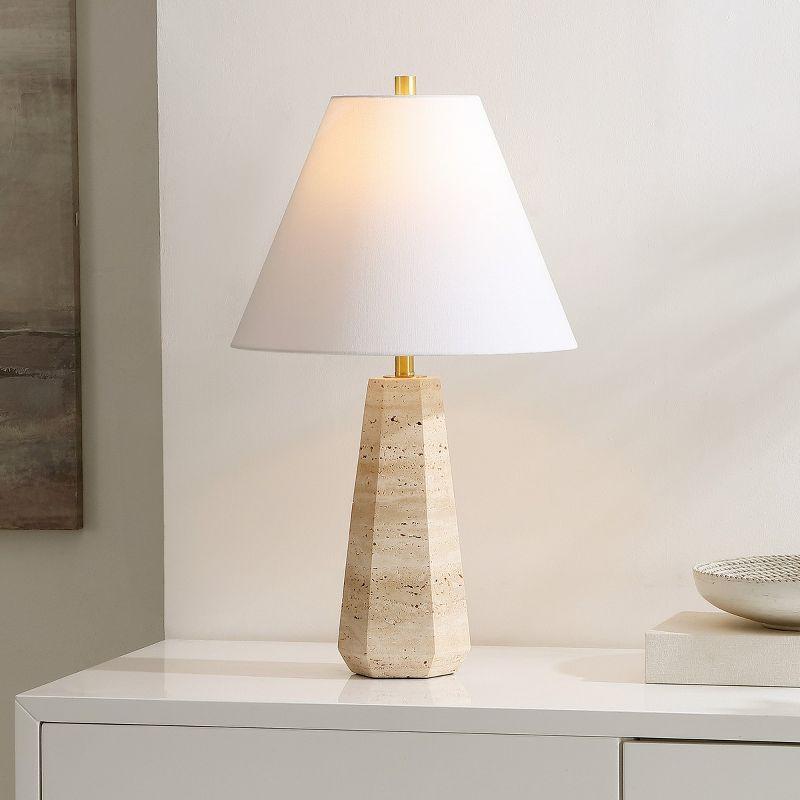 Calla 23.5 Inch Travertine Table Lamp - Beige - Safavieh.